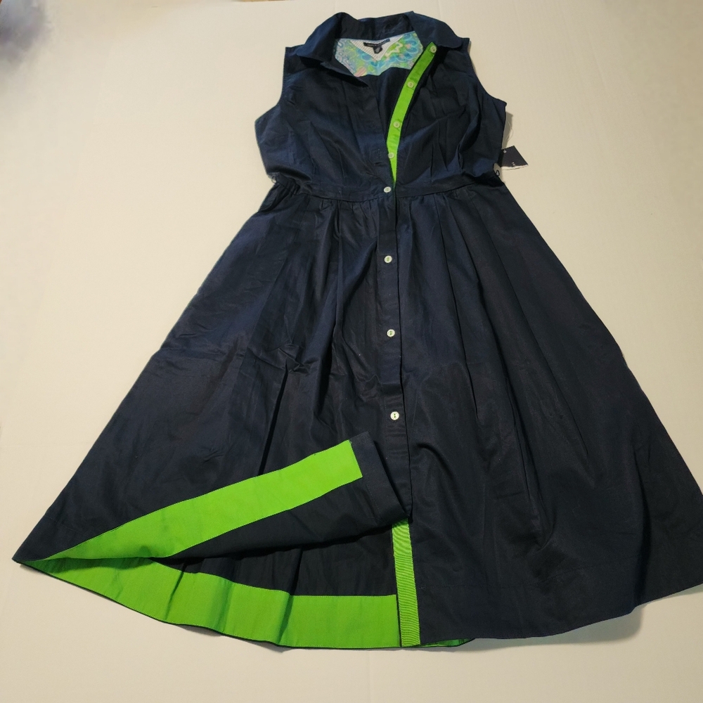 Tommy Hilfiger Navy Blue Sleeveless Midi Dress Size 2 - Picture 3 of 10